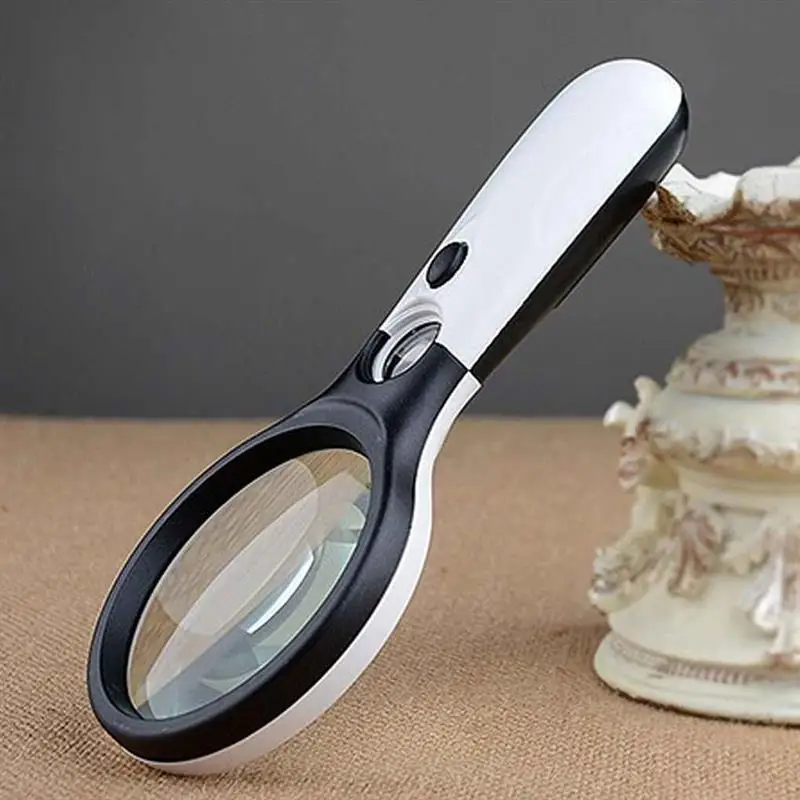 Lumière LED Loupe 45X lentille Mini Microscope de poche lecture bijoux Loupe