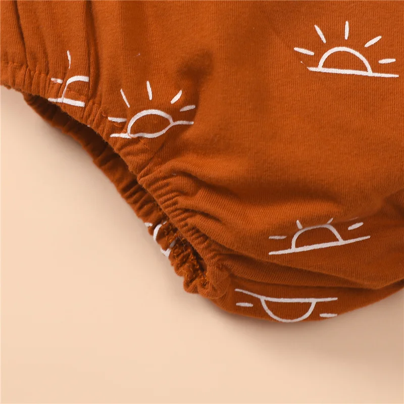 

Baby Boys Girls Casual Cotton Romper,0-24Months Newborn Infant Cool Caramel Sun Printed Pattern Sleeveless Square Collar Romper