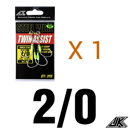 1pack - Size 2 l 0 JK 3 Упаковка износостойкий Вибрационный крючок, стальная проволока, джиг, двойные вспомогательные крючки, светящийся Морской рыболовный крючок, морские крючки, рыболовные снасти для лодки - Цвет: 1pack - Size 2 l 0