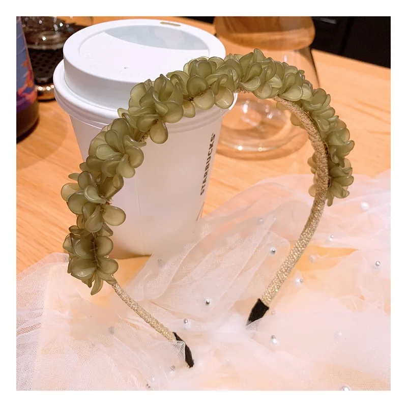 

Original Korean hair hoop retro resin high texture handmade flowers fairy hair band hair accessoriescrystal head accessories