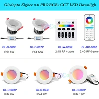 gledopto zigbee 3 0 pro rgbcct 6w 9w 12w led downlight ip44 ip54 ceiling light for tuya app alexa echo plus voice 2 4g remote