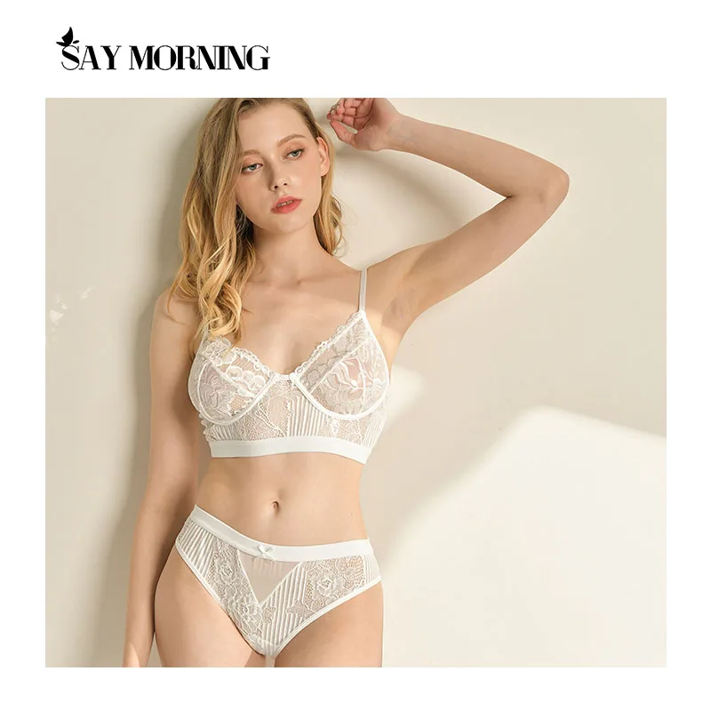 

SAY MORNING Hot Sale Sexy Lingerie Sets Lace Ultrathin Hollowing out Women Intimates Sexy Bra & Brief Sets