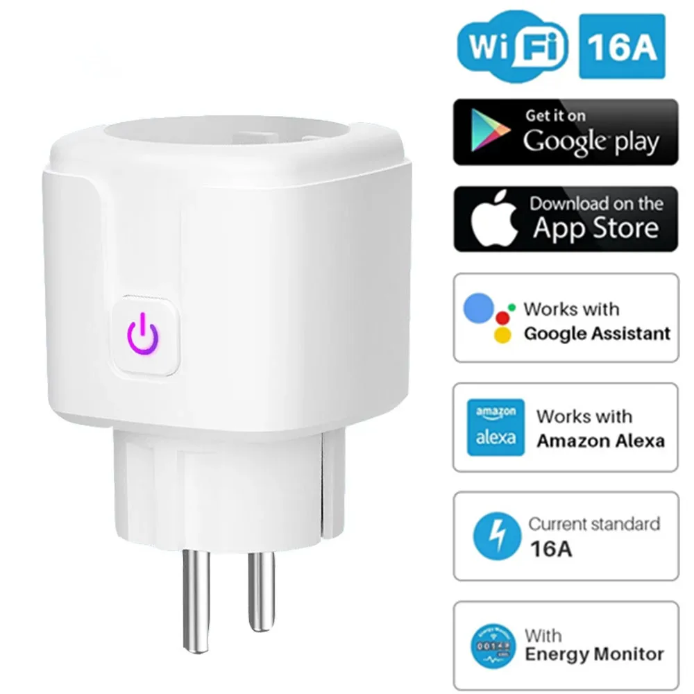 Смарт разъем Wi Fi Разъем EU/US/UK с контролем энергии Функция времени Tuya приложения