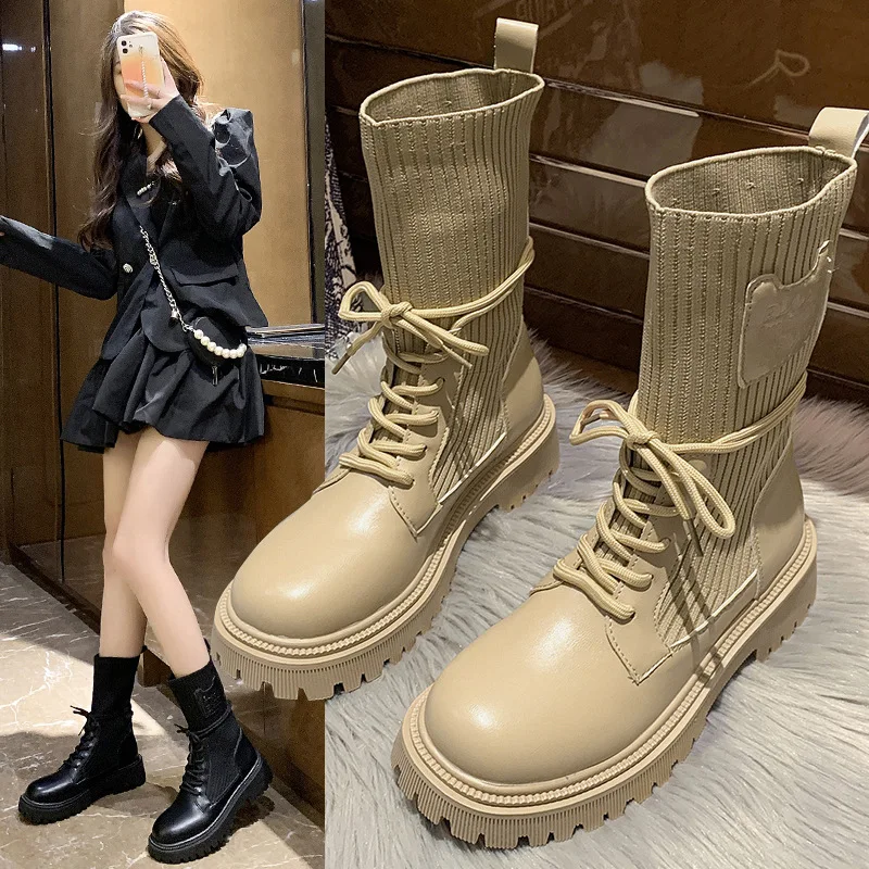 

Сапоги женские резиновые, простая обувь из искусственной кожи на среднем каблуке, на среднем каблуке, с прострочкой