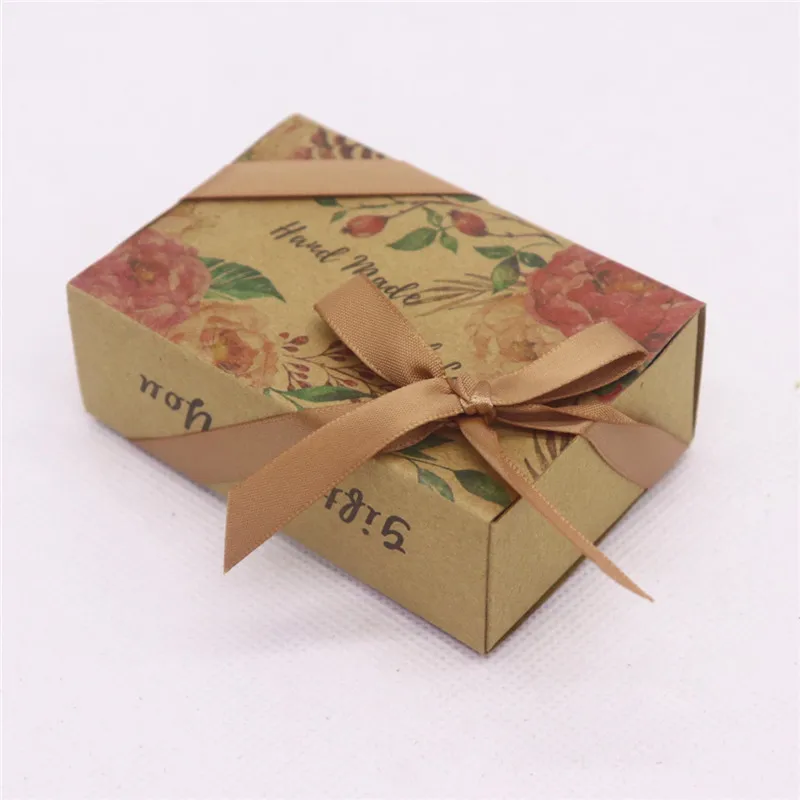 box as pic 5 шт. в партии, веселая Рождественская Подарочная посылка, ручная работа, милая Свадебная посылка, белая/крафт-коробка с цветочным узором - Цвет: box as pic