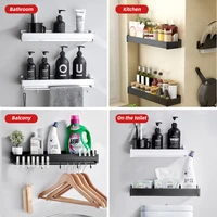 storage rack holder with towel rod shelf shower shampoo tray stand no drilling shelf organizer bathroom accessory kitchen rack