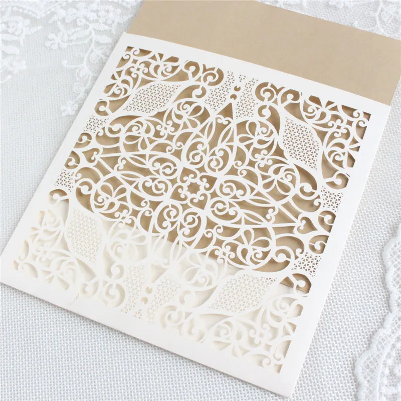 Слоновая кость Пригласительные открытки карманная Гуманистическая лазерная