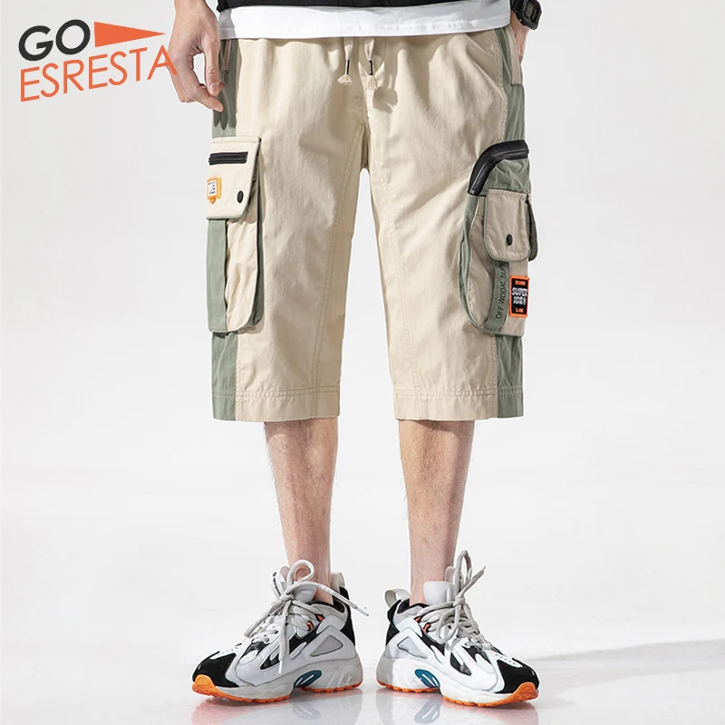 

Мужские свободные шорты GOESRESTA, спортивные хлопковые повседневные уличные штаны с несколькими карманами, лето 2020