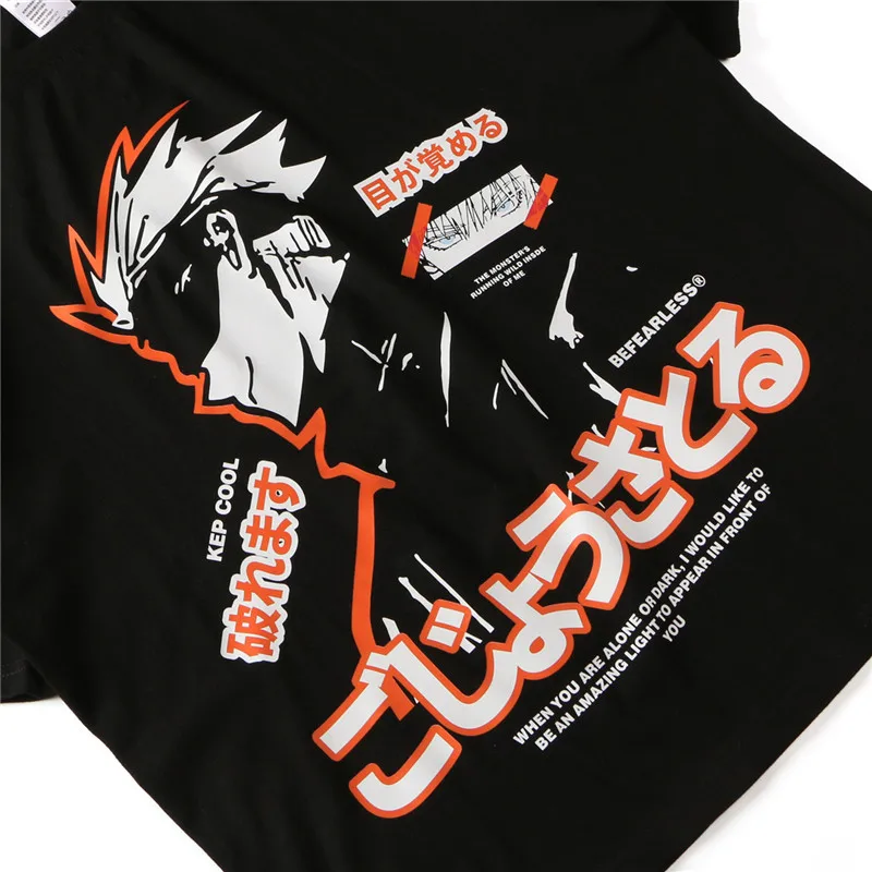

2021 Hip Hop Anime T Shirt Manga Printed Short Sleeve Japanese Streetwear Oversized Summer Harajuku Rock Fashion Cotton Tshirt