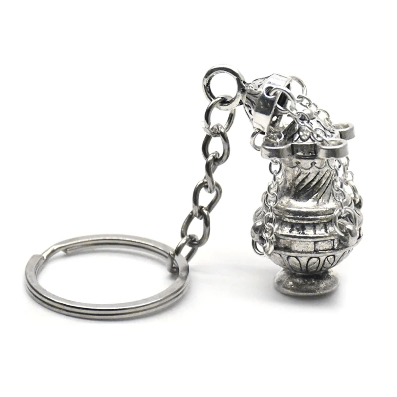 

Christian Incense Burner Keychain Religious Key Ring Jewelry Bag Car Pendant Keyfob Souvenirs Gift