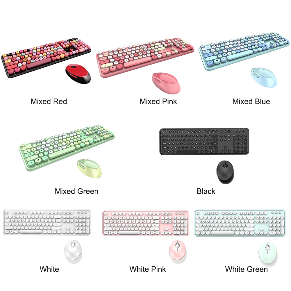 

2.4GHz Wireless Typewriter Plug And Play Full Sized For PC Laptop Portable Ergonomic Stylish Optical Keyboard Mouse Combo Quiet