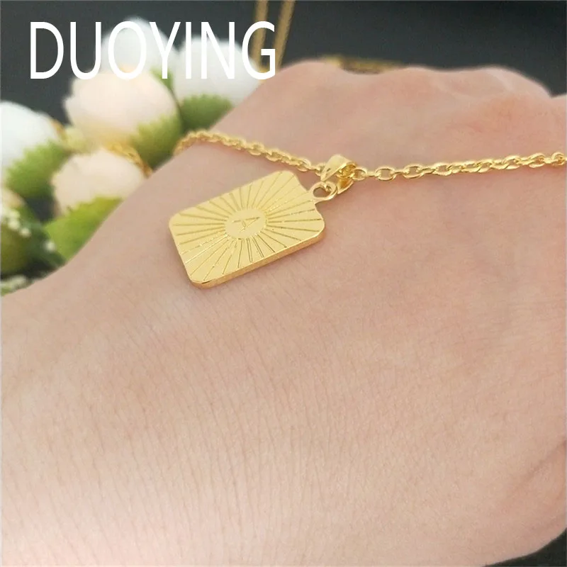 DUOYING Золотое A Z ожерелье с надписью прямоугольная цепочка медальоном и