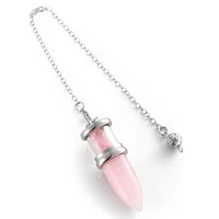 silver plated wish bottle natural rose pink quartz pendant link chain amethysts stone jewelry