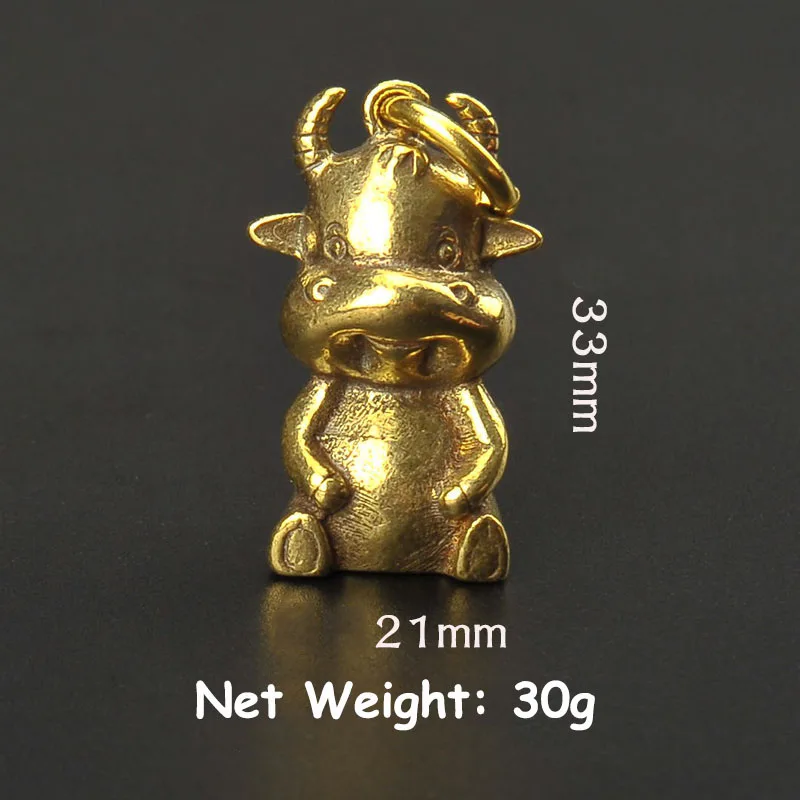 Брелок из чистой меди с милым мультипликационным быком подвеска латуни скот