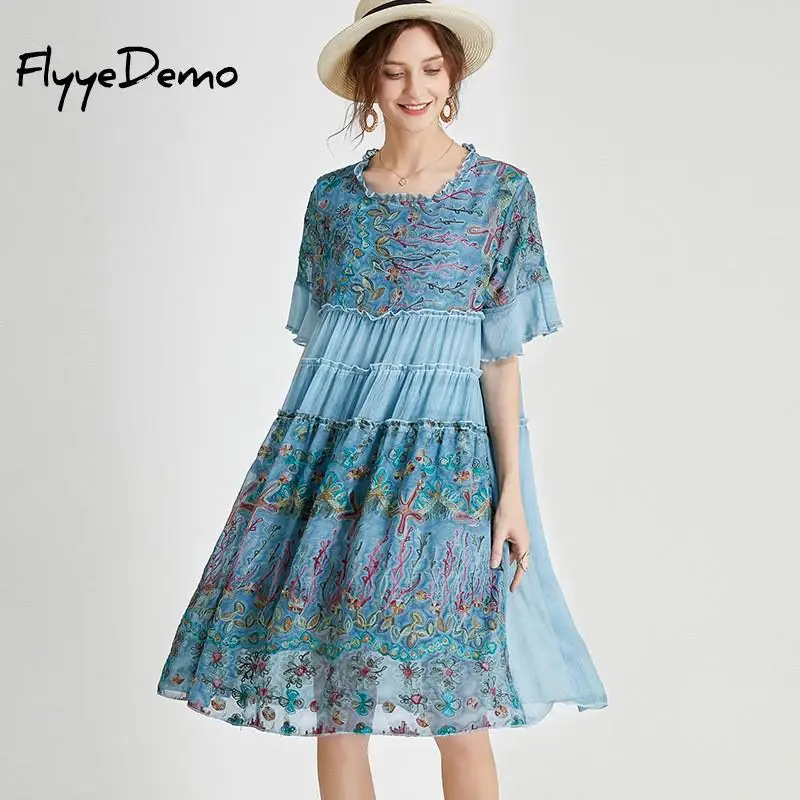 Лето 2020 высококачественное роскошное Новое Женское платье с оборками на шее