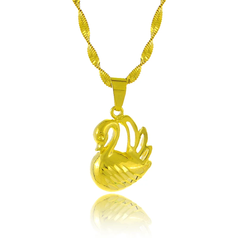 

Romantic Lovely Cute Swan women necklace Luxury 24K Gold Plating pendant Necklaces for women Wedding Party Jewelry