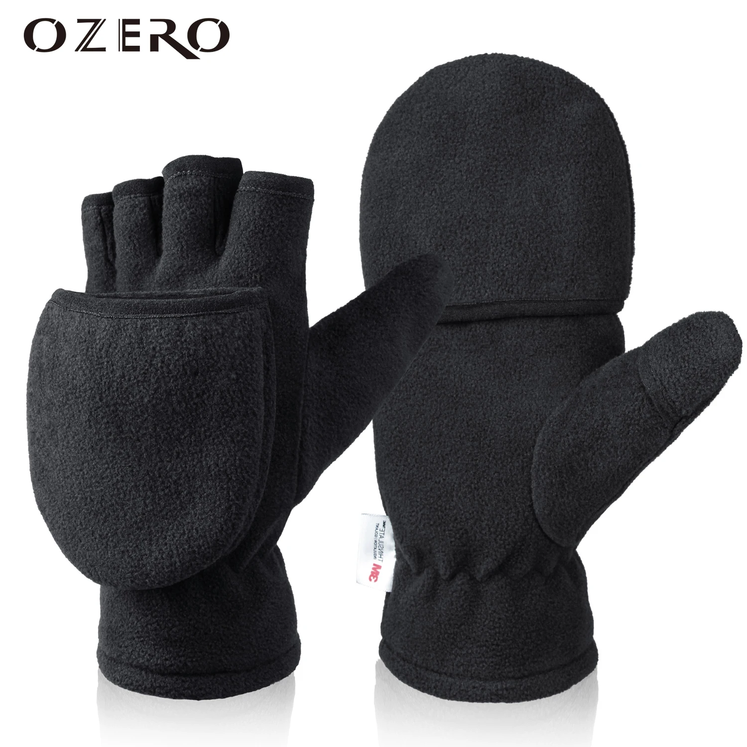 

OZERO Autumn Winter Glove Thinsulate Fingerles Convertible Ski Glove Mitten Windproof Cycling Glove Fleece Warm For Men Women