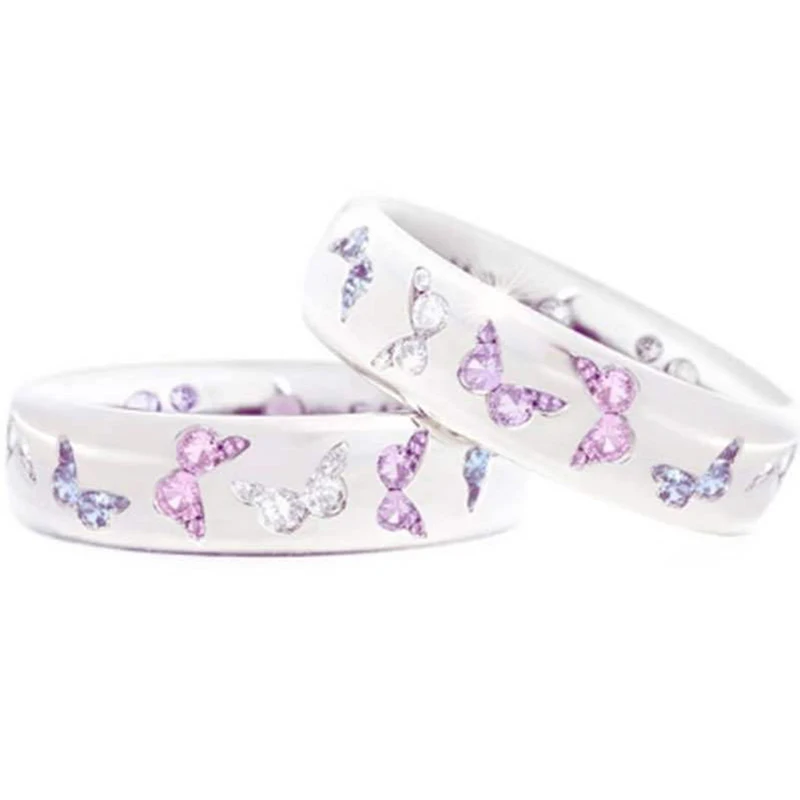 2020 модные креативные красочные обручальные кольца с бабочкой для женщин