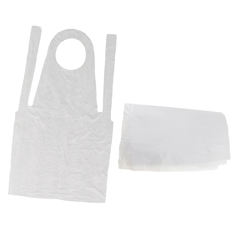 

100 x Clear Disposable Apron Hair Salon Waterproof Kitchen Cleaning Aprons