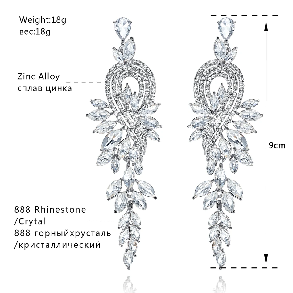 Mecresh роскошный цвет Кристалл Свадебная фотосессия серьги в форме листа ручной