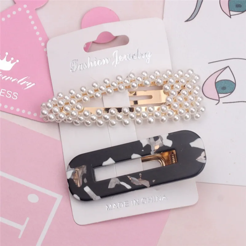 Pinksee 2pcs/set Elegant Chic Imitation Pearl Hair Clip Acetate Hairpins for Women Girls Fashion Barrette Accessories | Украшения и