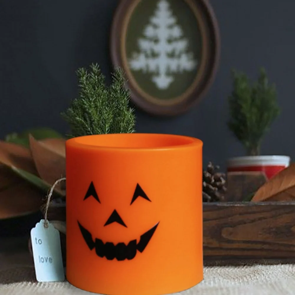 

4pcs Pumpkin LED Lights Electronic Flameless Candle Tealight Light Decor for Festival Wedding Party Yellow Light Smili