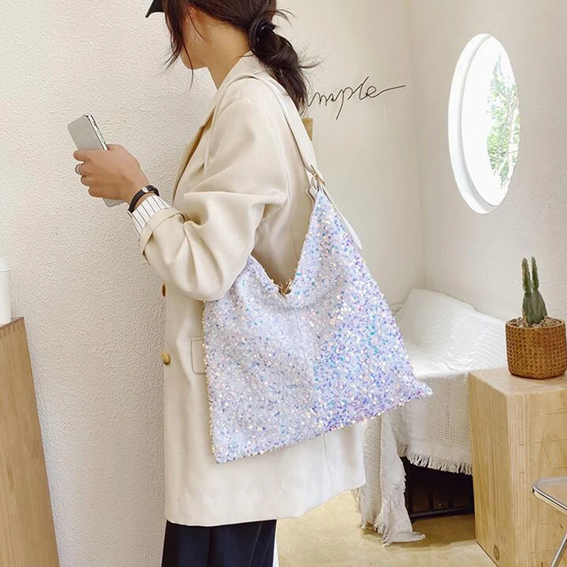 

Fashion Sequins Bags for Women Shoulder Purse Luxury Handbags Women Bags Designer Female High Capacity Bags