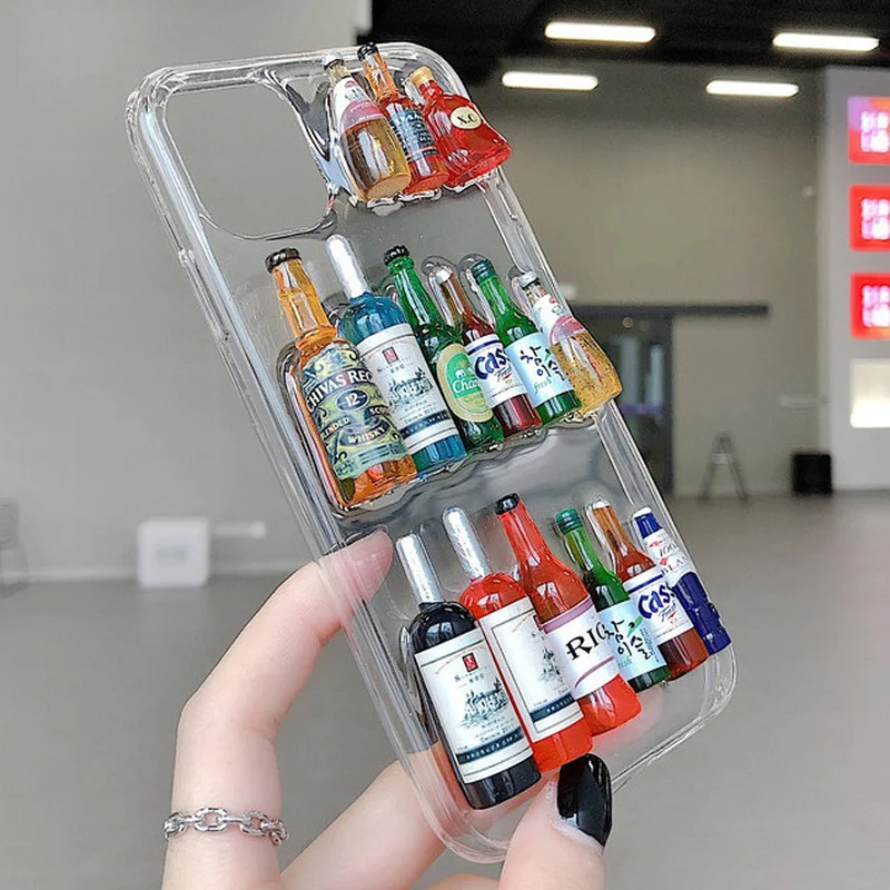

Clear Phone Case for Iphone Xr 8 7 Cover Iphone 11 12 12 Mini Se 2020 Case Epoxy Wine Bottle Creative Soft Back Cover