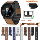 Ремешок из силикагеля и кожи для Garmin Fenix 6 6X Pro, быстросъемный браслет для Fenix 3 3HR 5X 5 Plus Forerunner 935 945
