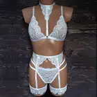 Сексуальное женское нижнее белье, кружевной бюстгальтер, трусики, набор с подвязками, сексуальное эротическое кружевное нижнее белье Babydoll