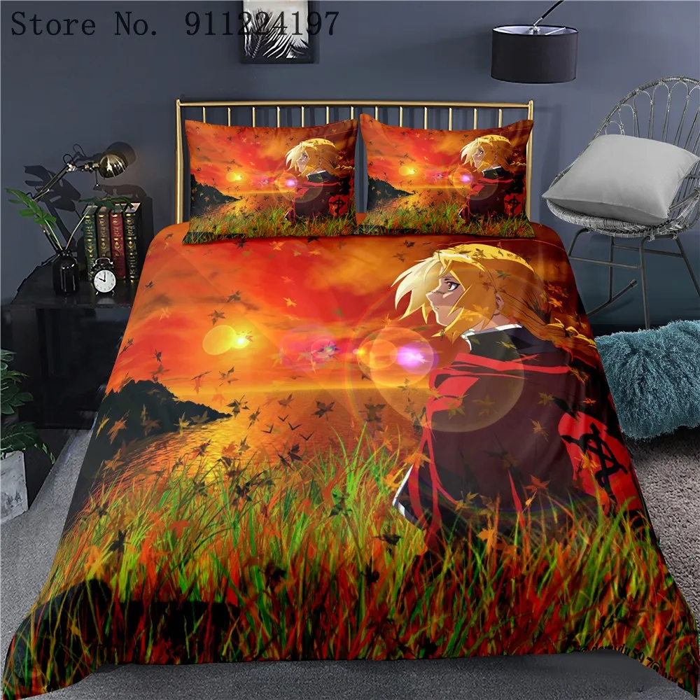 Комплект постельного белья с 3D-принтом пододеяльником и наволочкой в японском