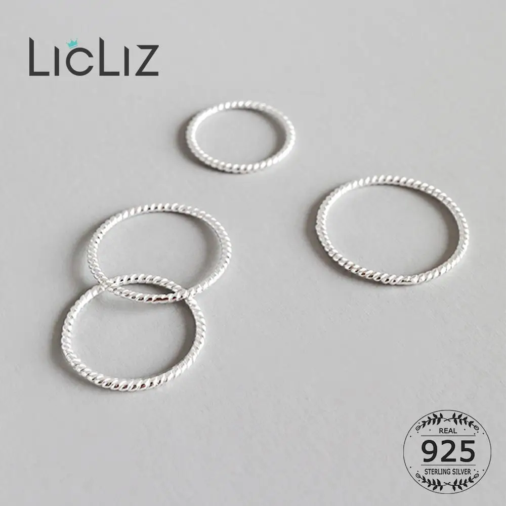LicLiz, новинка, 925 пробы, серебро, скрученный плетеный канат, кольца для мужчин и женщин, штабелируемые кольца, ювелирные изделия "anillos Bijoux" Femme LR0724