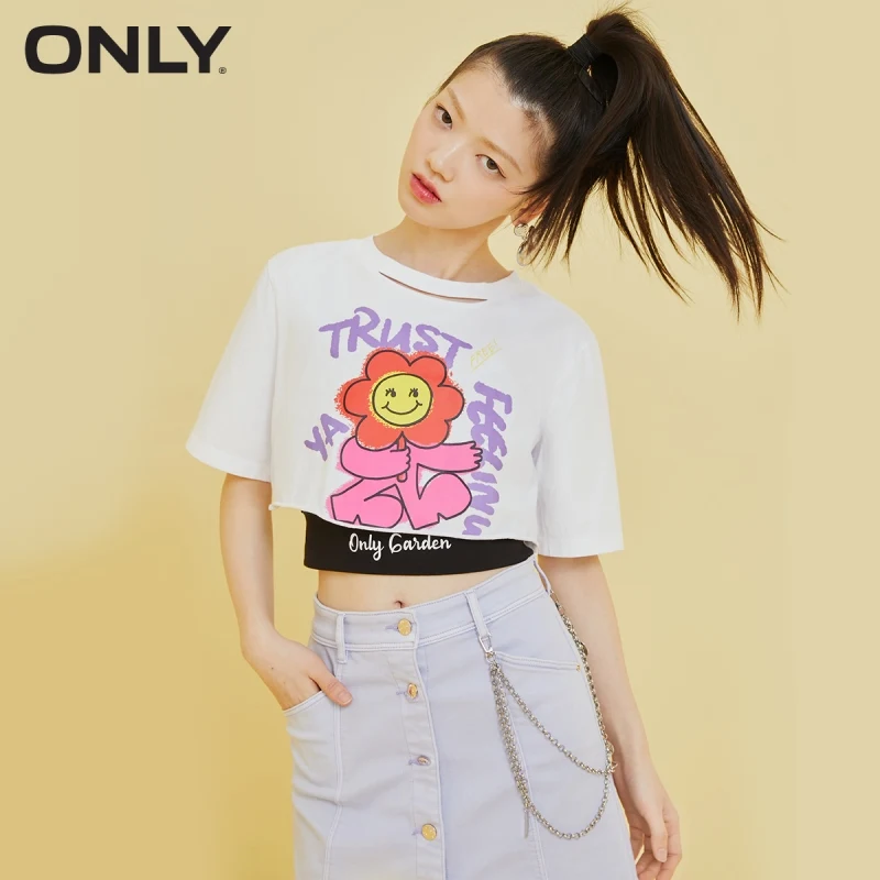 

ONLY 2021 summer sweet print short T-shirt women | 1211JS001