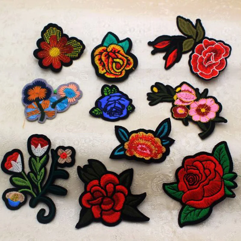 Цветные цветы патчи наклейки утюжок на одежду сделай сам теплопередача