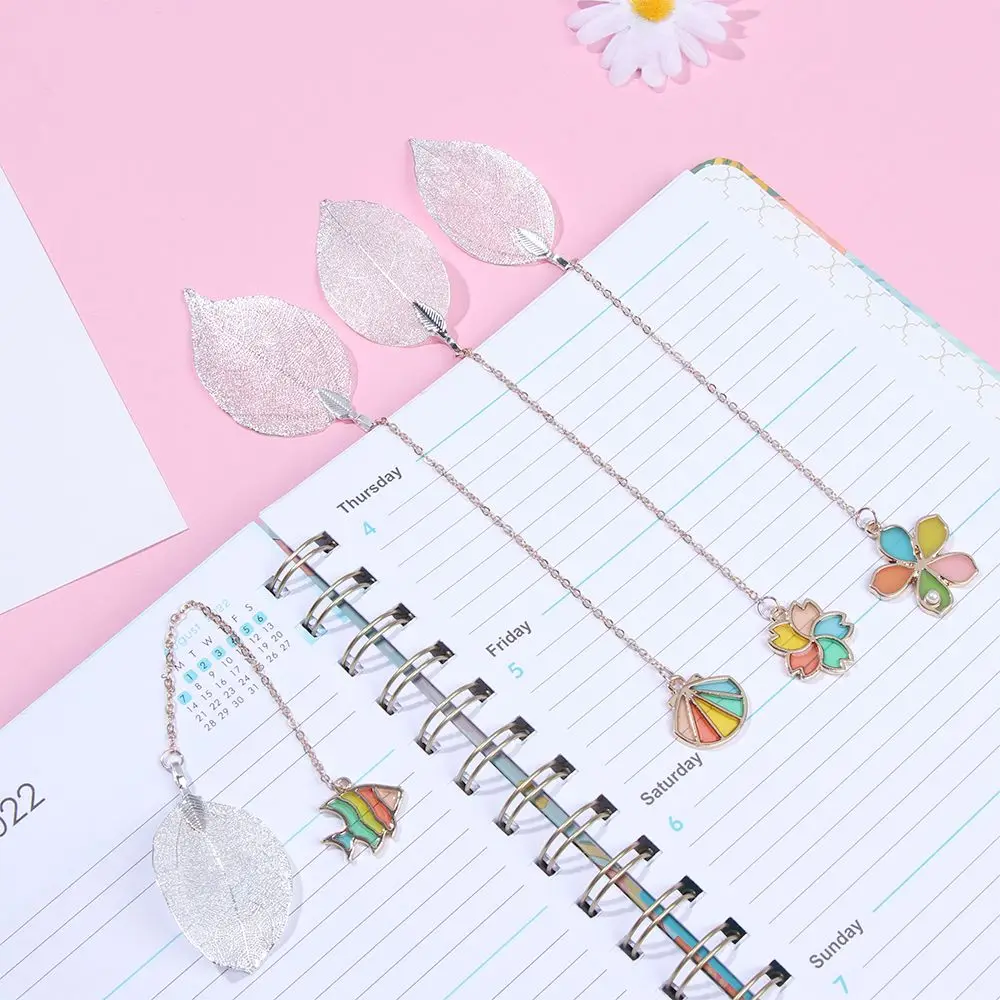 

Creative Metal Crystal Sakura Fish Book Holder Multicolored Shell Leaf Bookmark Stationery Student Gift School Office Supplies