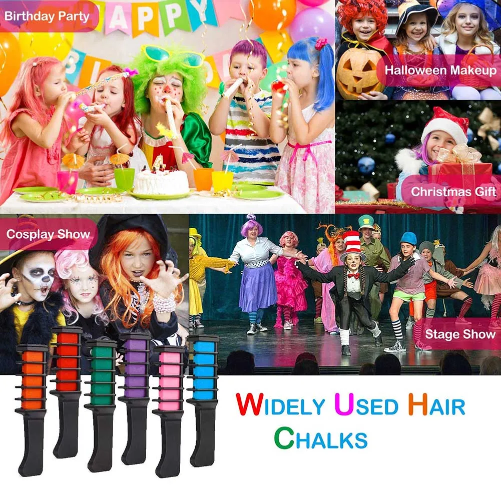 

Temporary Hair Color Chalk Combs Kit Girls Party Cosplay Halloween Hair Salon Dyeing SMJGood