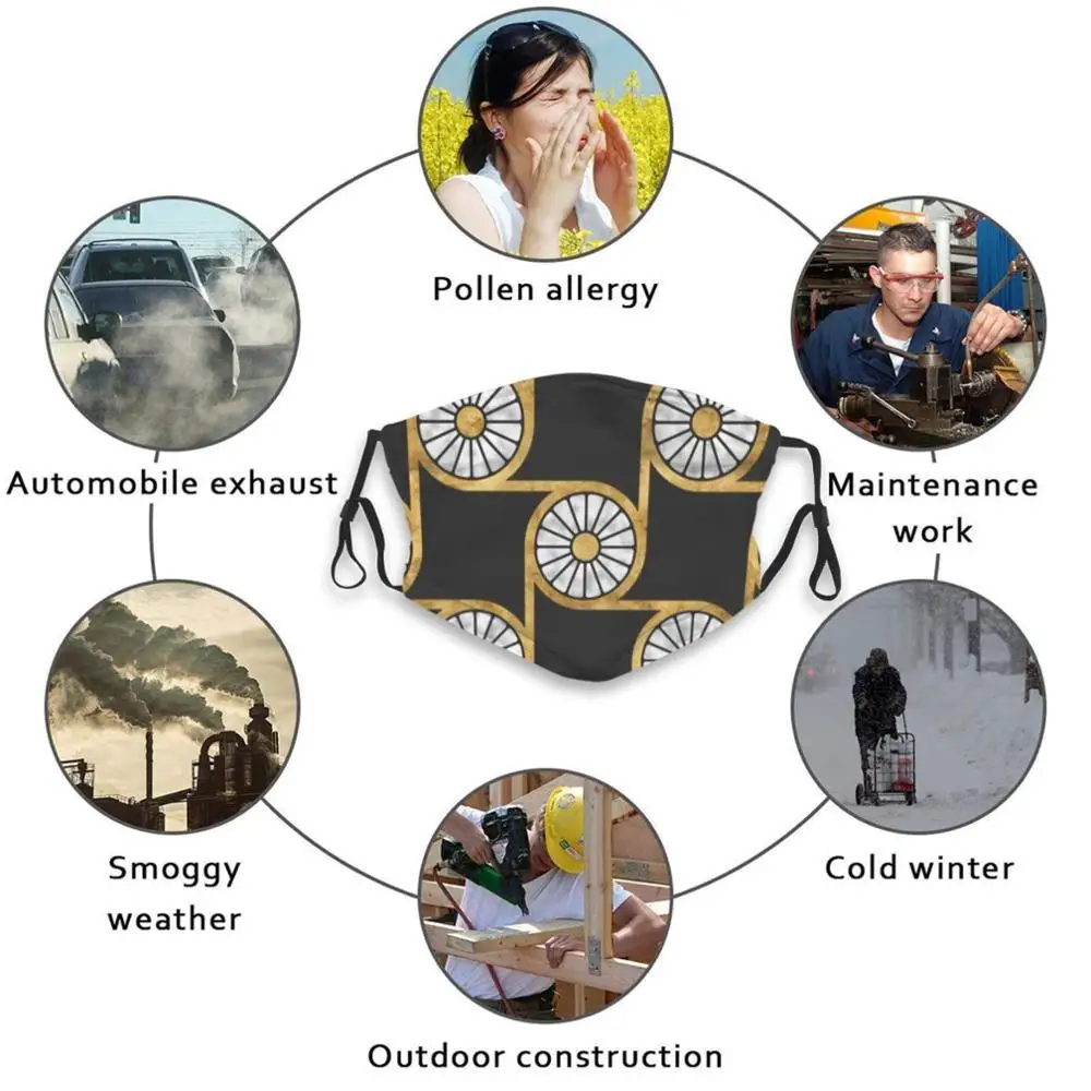 

Abstract Floral Pattern ( Ancient Egyptian Inspired Art ) Adult Kids Washable Funny Face Mask With Filter Flower Floral