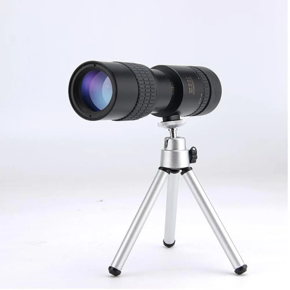 

10-30x30 Zoom Mini Portable Pocket Monocular Telescope for Outdoor Travel Camping Optical Scope Tripod (Black)