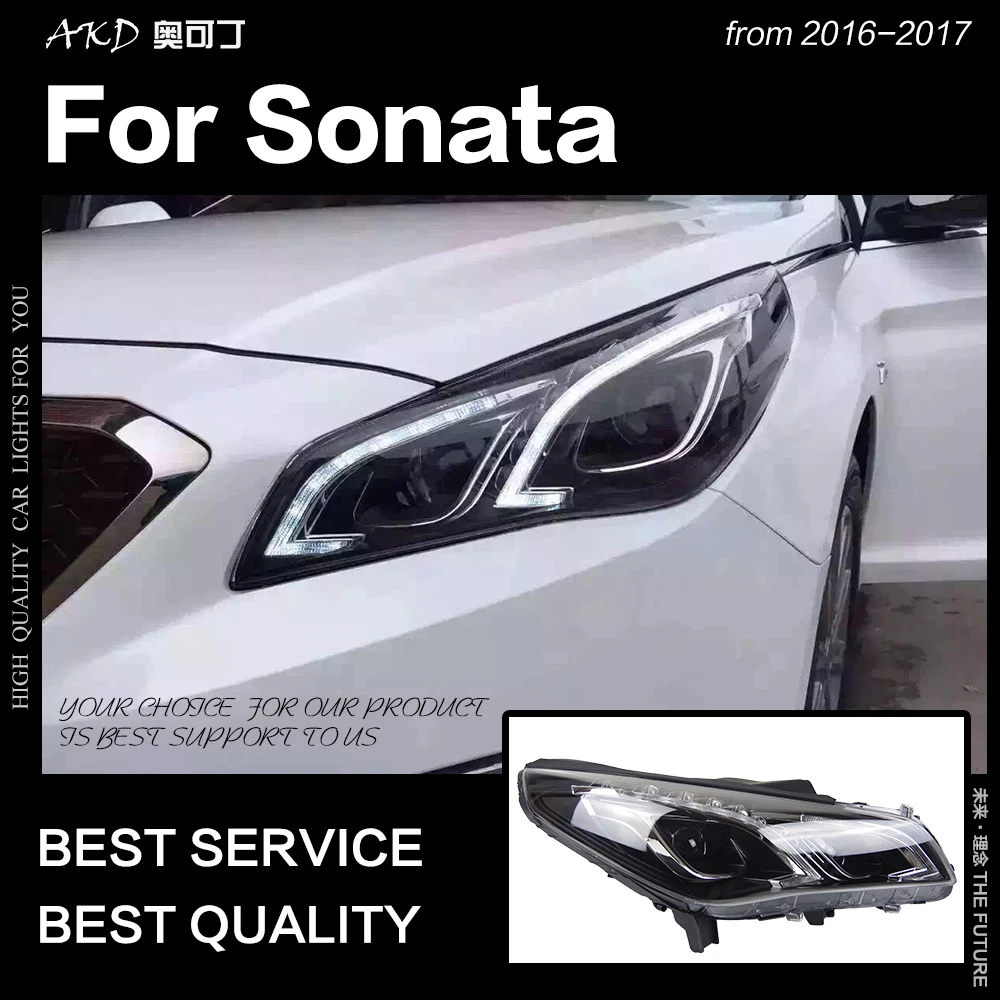 AKD автостайлинг фара для Hyundai Sonata фары 2016 2017 новая светодиодный ная DRL Hid