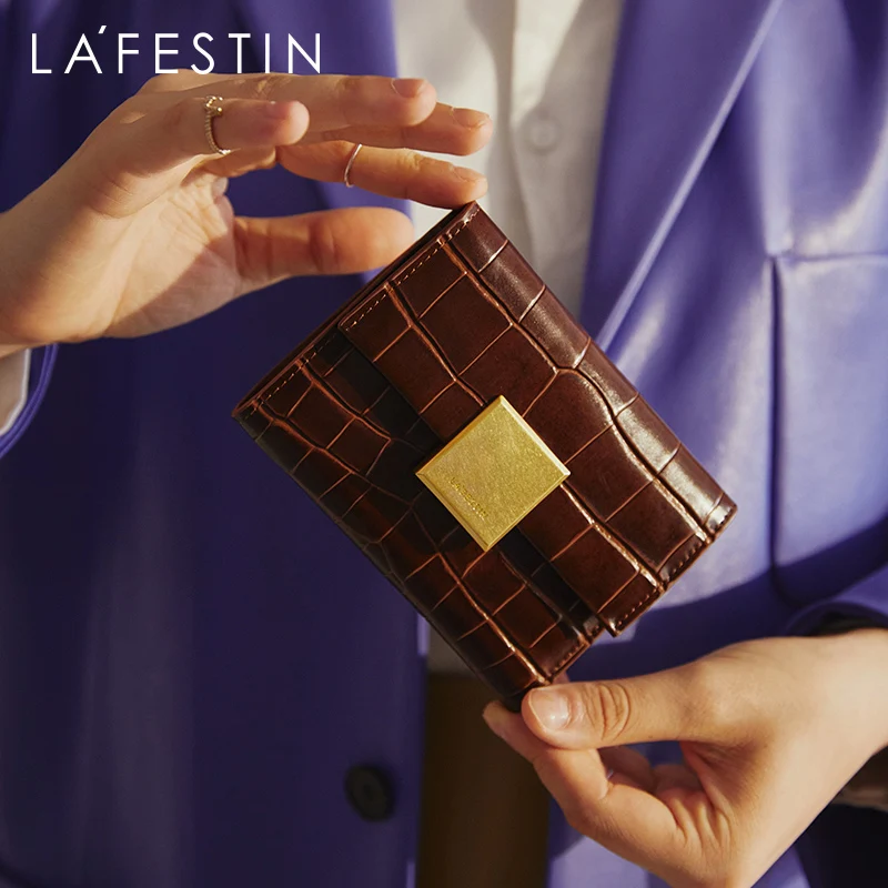 LAFESTIN 2020 новый кошелек бумажник трехслойный кожаный клатч из крокодиловой