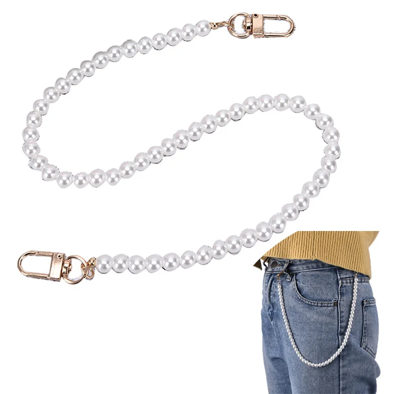

1pcs Women Pants Ring Clip Keyring Trendy Jewelry Cute Pear Pant Chain Belt Female Jeans Pearl Chain New Arrival