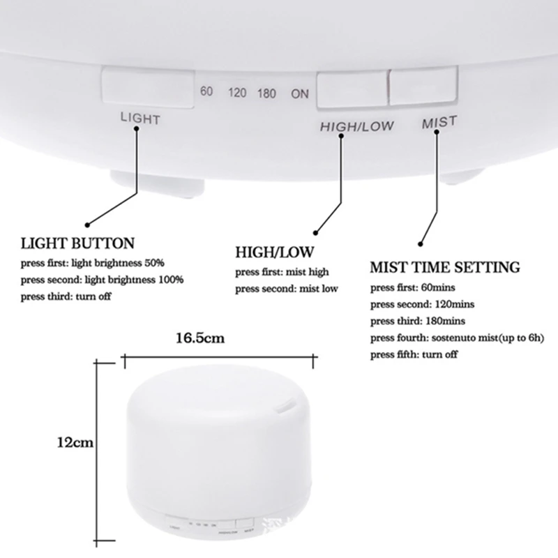 

500Ml Aroma Diffuser, Ultrasonic Diffuser, Aroma Oxygen Machine, Household Large-Capacity Humidifier EU Plug