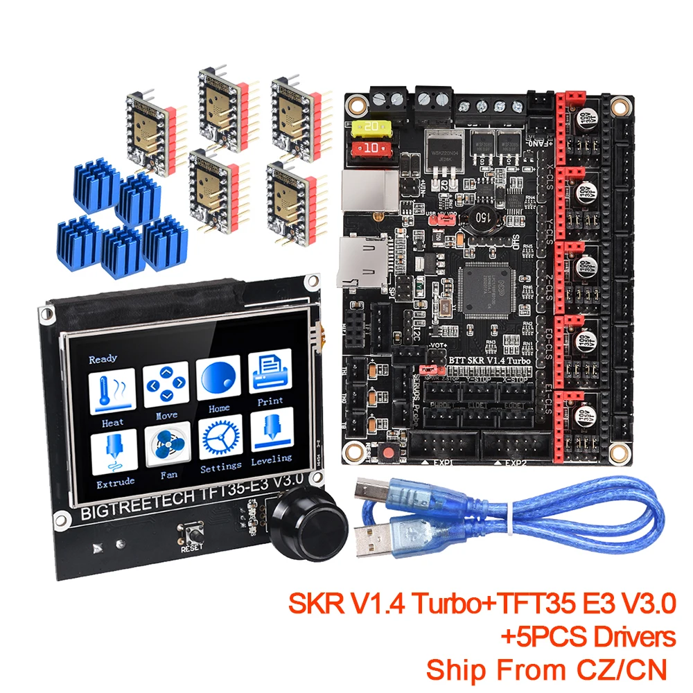BIGTREETECH SKR V1.4 Turbo 32 Бит Комплект платы управления TFT35 E3 V3.0 экран TMC2209 TMC2208 UART Запчасти