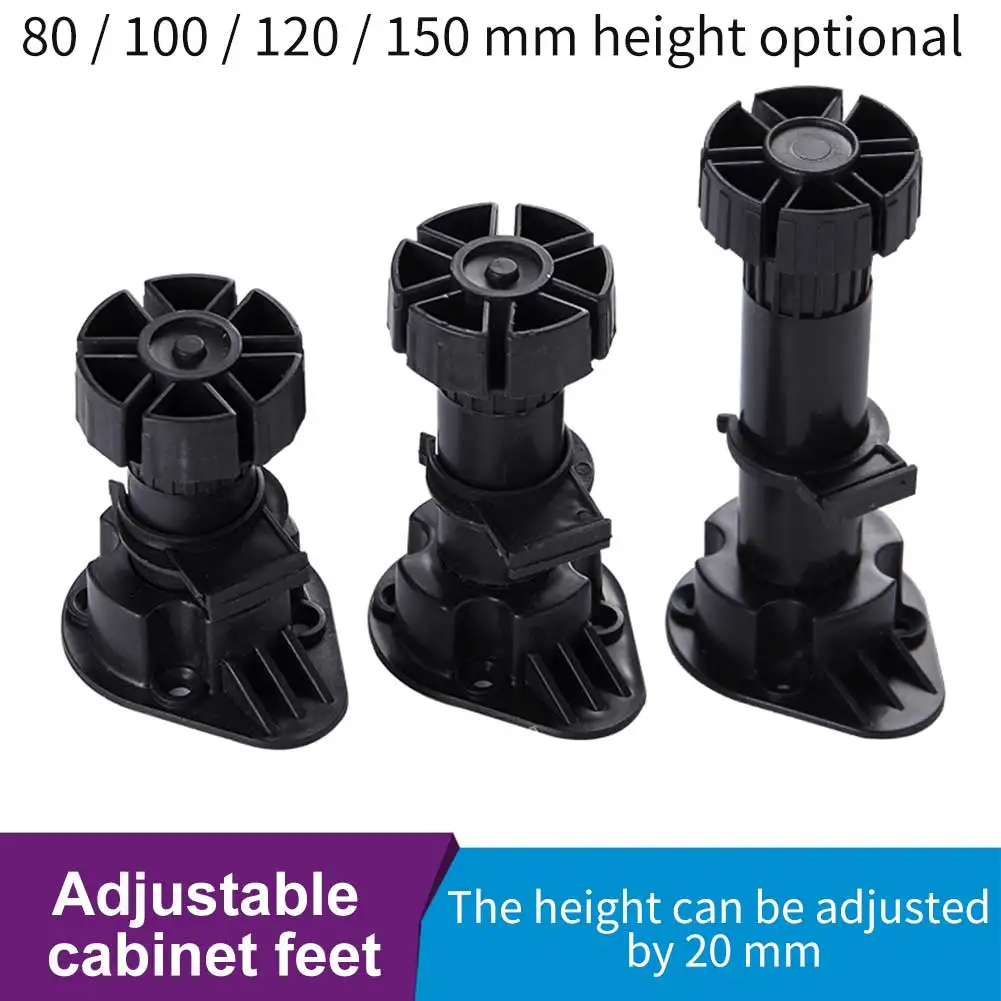 

4pcs Black Cabinet Foot Modern ABS Home Cupboard Leg Bed Accessories Adjustable Height Furniture Sofa Kitchen Bathroom Thickened