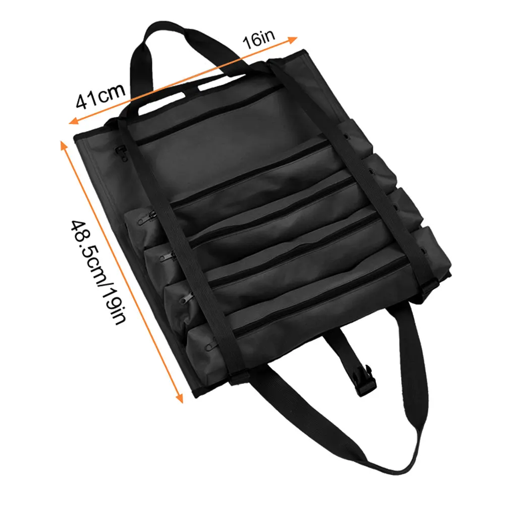

Multi-Pocket Car Back Seat Hanging Bag 600D Foldable Portable Zipper Pockets Wrench Screwdrivers Tools Storage Organizer
