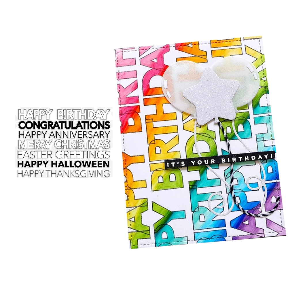 

Happy Birthday Merry Christmas Letter Transparent Clear Silicone Stamp Seal DIY Scrapbooking Photo Album Decorative Sheets Mould
