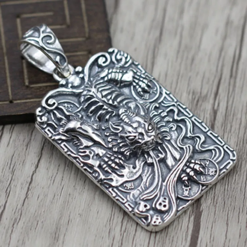 Серебряный Амулет S925 пробы кулон с рисунком на удачу деньги храбрости ручная