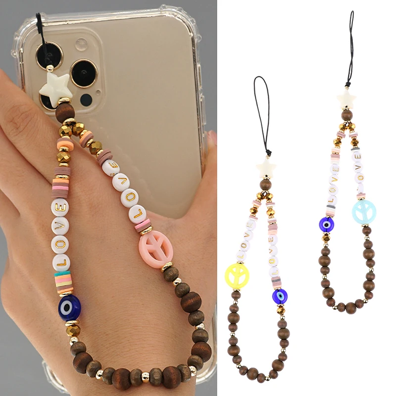 

Bohemia Chain Phone Love Charm Beads Chains Cell Phone Cord Mobile Phone Lanyard