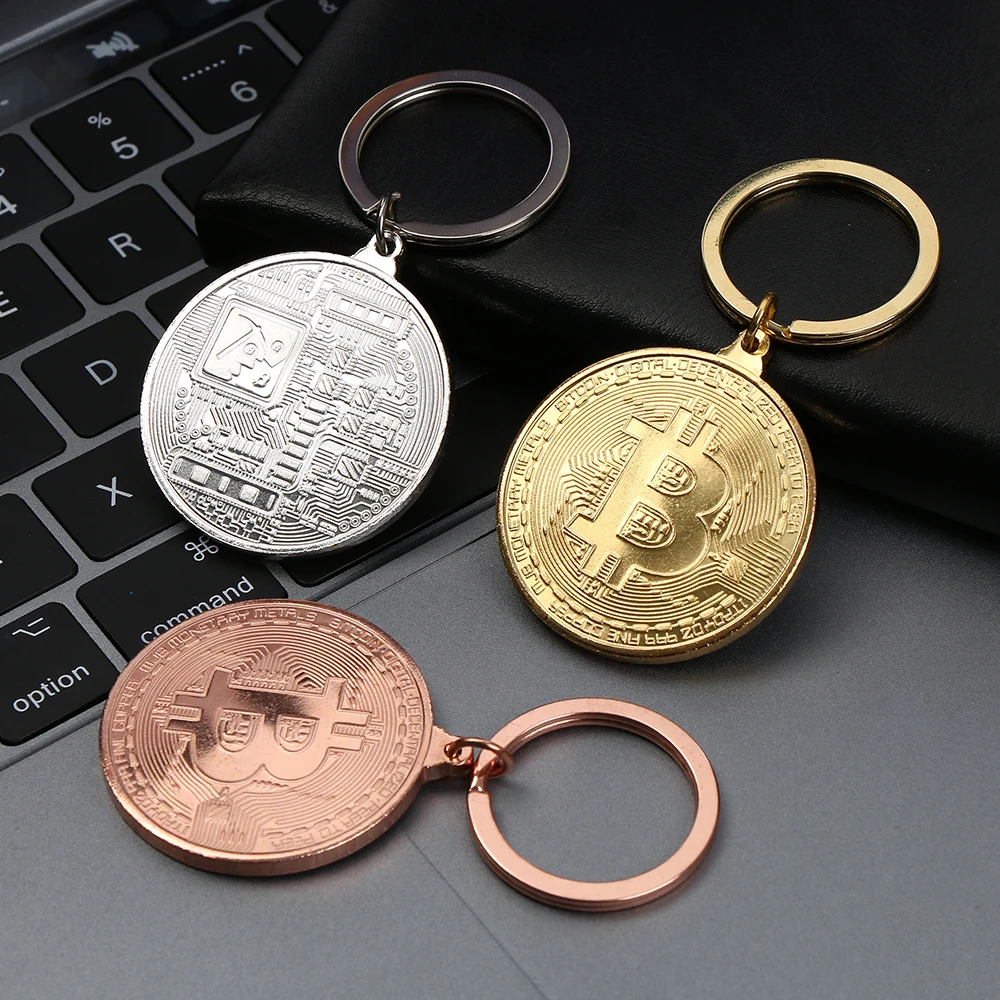 1 шт. юбилейный брелок для ключей коллекционеров биткоинов с медным покрытием из