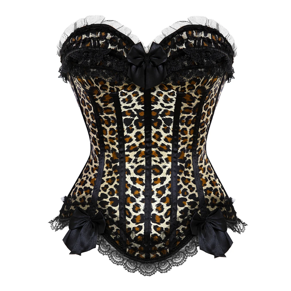 

Kорсет Leopard Print Sexy Lingerie Corgested Bustiers Woman Top Steel bone Erotic Lingerie Underbust Overbust Clothes